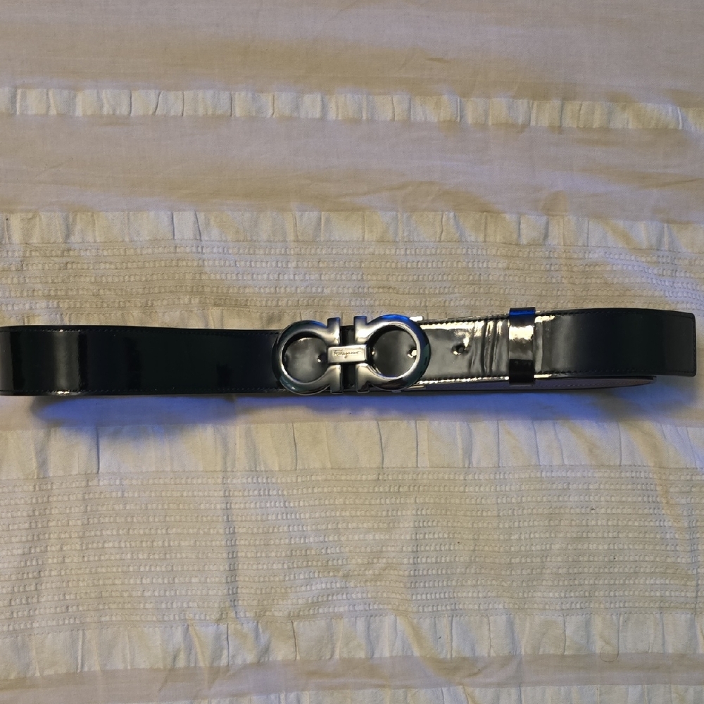 Black Patent Leather Ferragamo Belt